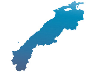 Fototapeta premium 島根県 地図 青色 グラデーション イラスト
