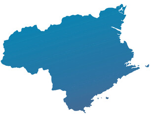 徳島県　地図　青色　グラデーション　イラスト