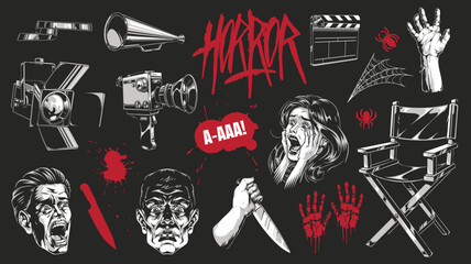 Horror film-themed artistic collage