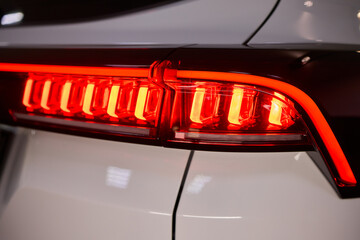 Closeup of a cars automotive tail brake light