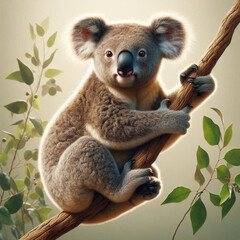 "Koala Clinging to a Branch"






