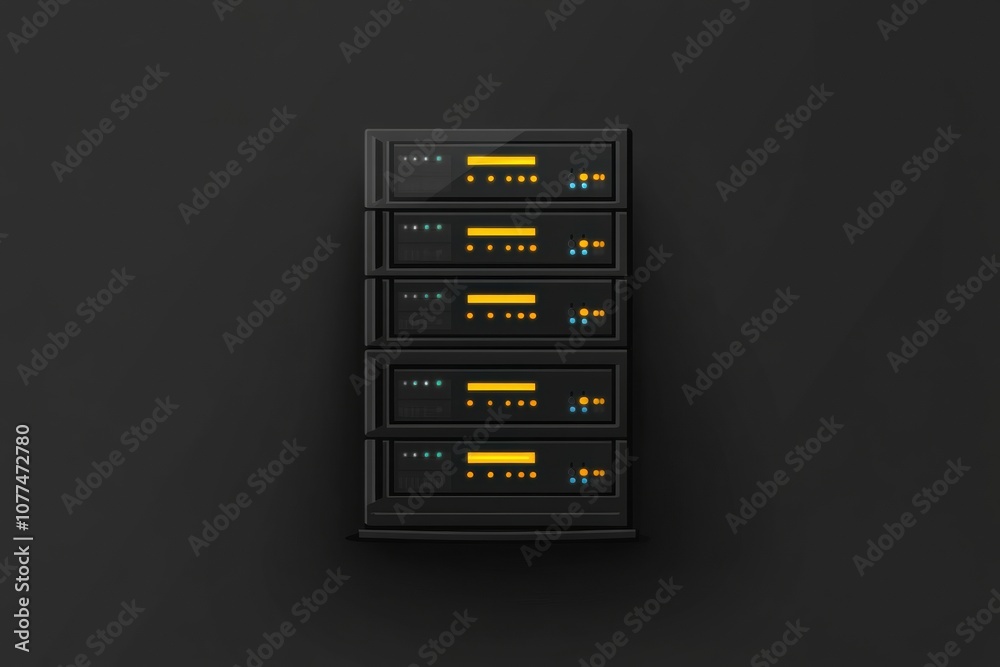 Fototapete a server rack displays several devices with blinking indicators, highlighting their active status in