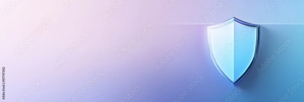 Fototapete this design features a minimalistic shield icon on a smooth blue-to-white gradient background, illus