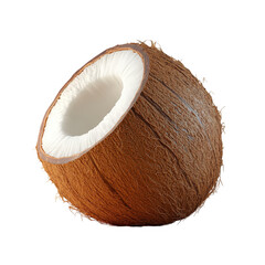 Obraz premium Delicious Coconut Halved on a White Background