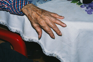 Wrinkled elderly hand