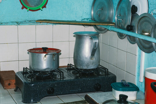 Old kitchen with antique utensils 