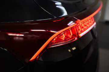 Closeup of a cars automotive tail brake light