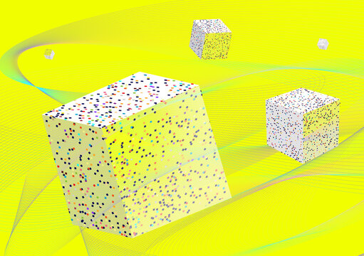 Block-chain illustration on lime yelllow