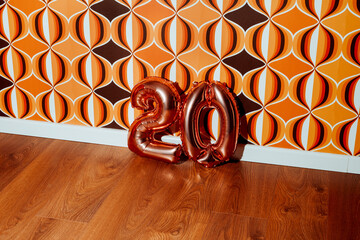 number-shaped balloons forming the number 20