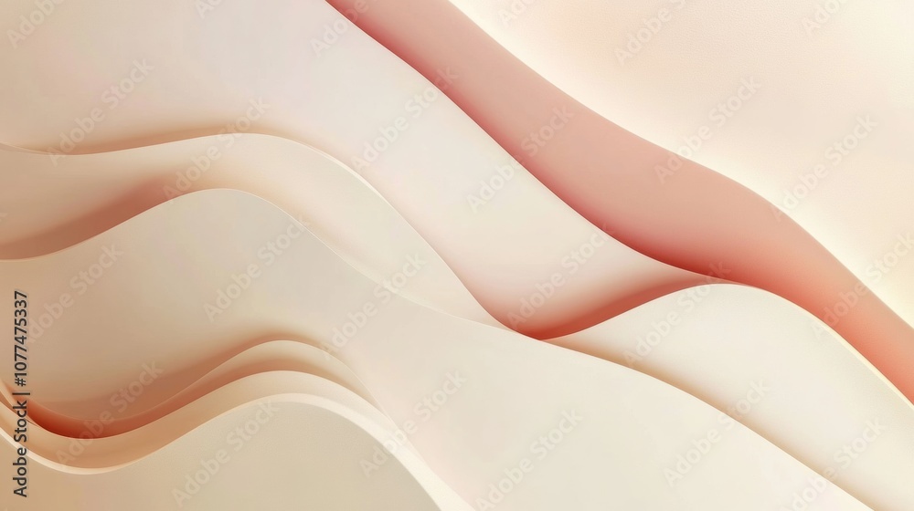 Poster curved forms in gentle colors blend seamlessly to create a soothing, abstract design that inspires a