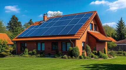 Modern house with solar panels on the roof. (1)