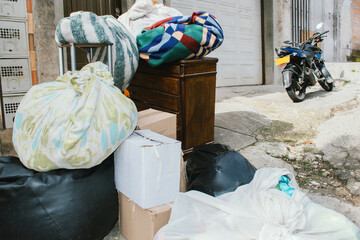  boxes and bags  on moving day