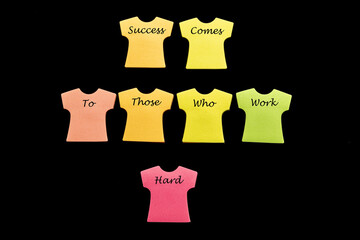 Seven sticky note pads in T-shirts shape, words say 