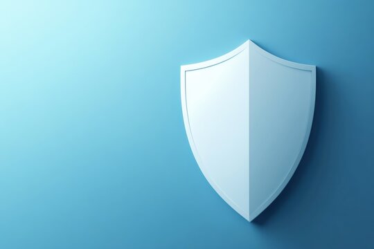 The shield icon represents cybersecurity services, set against a gradient background transitioning from blue to white, symbolizing safety. Generative AI