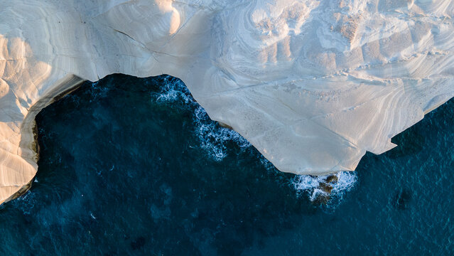 Cliffs of White Limestone and Blue Sea