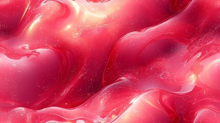 Vibrant abstract red and pink swirls with glittering shine and flowing texture