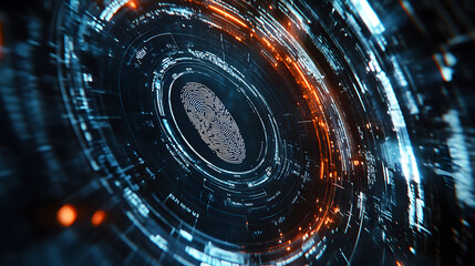 A high-tech digital signature interface on a computer screen with a fingerprint icon and secured text displayed.