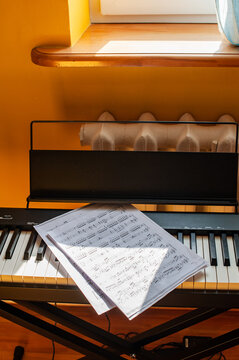 Piano and paper notes