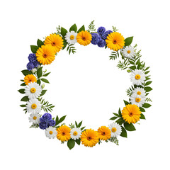 Fototapeta premium Flowers border circle png transparent background