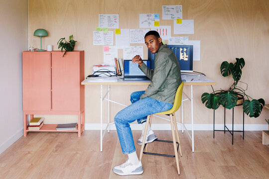 Software developer working from home office 