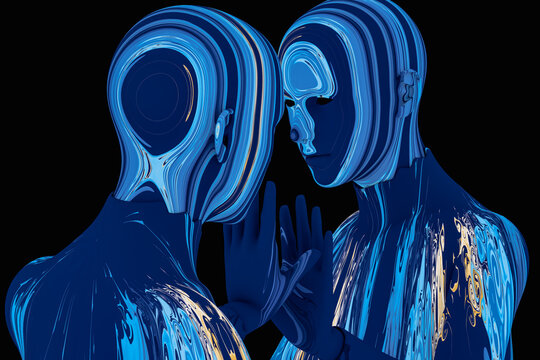 Futuristic heads symbolizing AI and technology