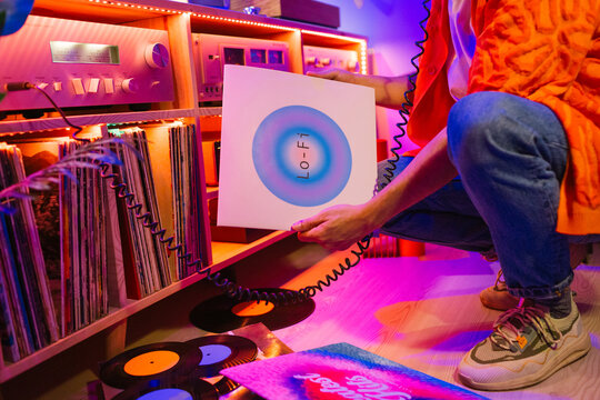 Man Handling Vinyl Record