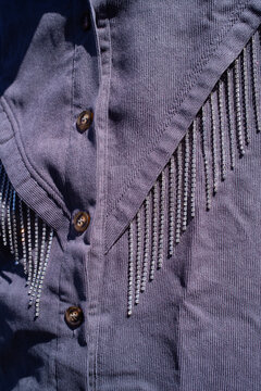Denim Shirt with Decorative Fringe