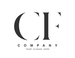 CF logo design. Initial letter c and f serif font style. Creative classic company name typography. Trendy logotype or identity.