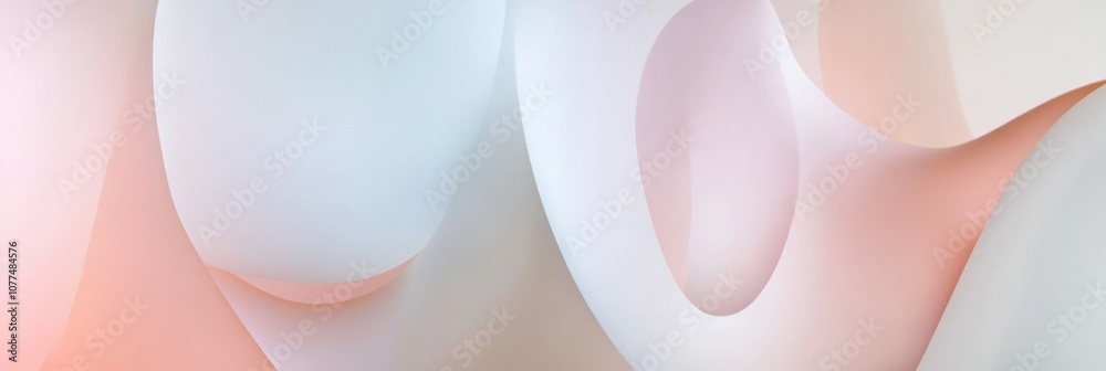 Aufkleber Curved layers of soft pastel colors blend seamlessly, inviting calm and contemplation with their minimalist design and gentle tones. Generative AI