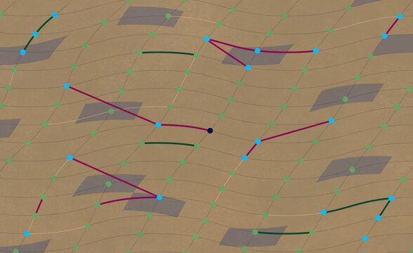 Mathematical lattice wireframe with connecting points