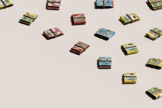 3D Render of Scattered Australian Banknotes