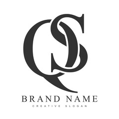 QS trendy logotype template. Initial letter q and s classic font style. Creative logo for company name or identity.