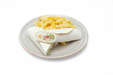 Burgers, Club Sandwiches, and Shawarma on white background