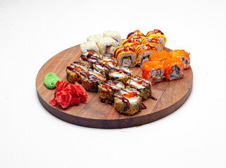 Image of the sushi on the white background