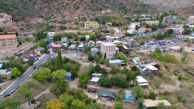 Aerial Views of Historic Town Jerome, Arizona, America, USA.