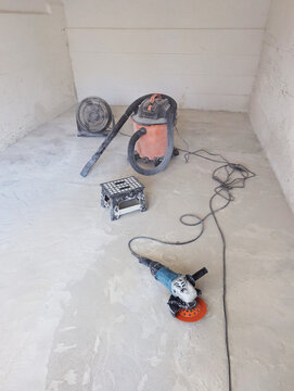 Angle grinder on the floor