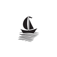 Boat In cartoon, hand-drawn flat style. image for social media, websites and UI. Isolated 2D vector design in logo, icon, sketch style, simple line vector, single color. AI Generative Art.