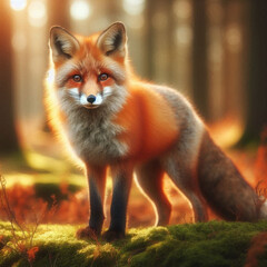 "Red fox staring intently"

