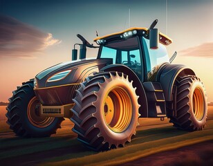 Fototapeta premium futuristic tractor design with large rugged tires and sleek appearance suitable for modern agricultural and farming purposes