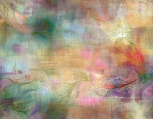 Fototapeta premium dreamy aura watercolor inspired seamless pattern with ombre and grunge finish on linen fabric