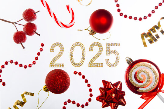 2025 year celebration with ornaments 