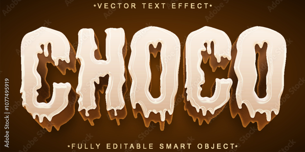Poster dripping choco vector fully editable smart object text effect