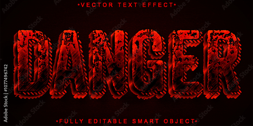 Poster red dark danger vector fully editable smart object text effect