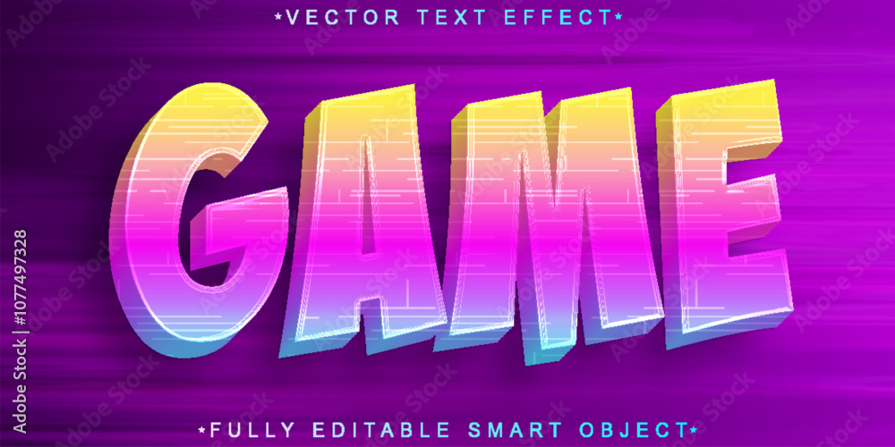 Poster colorful game vector fully editable smart object text effect