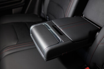 Vehicle armrest with cup holder, beige design, for luxury cars