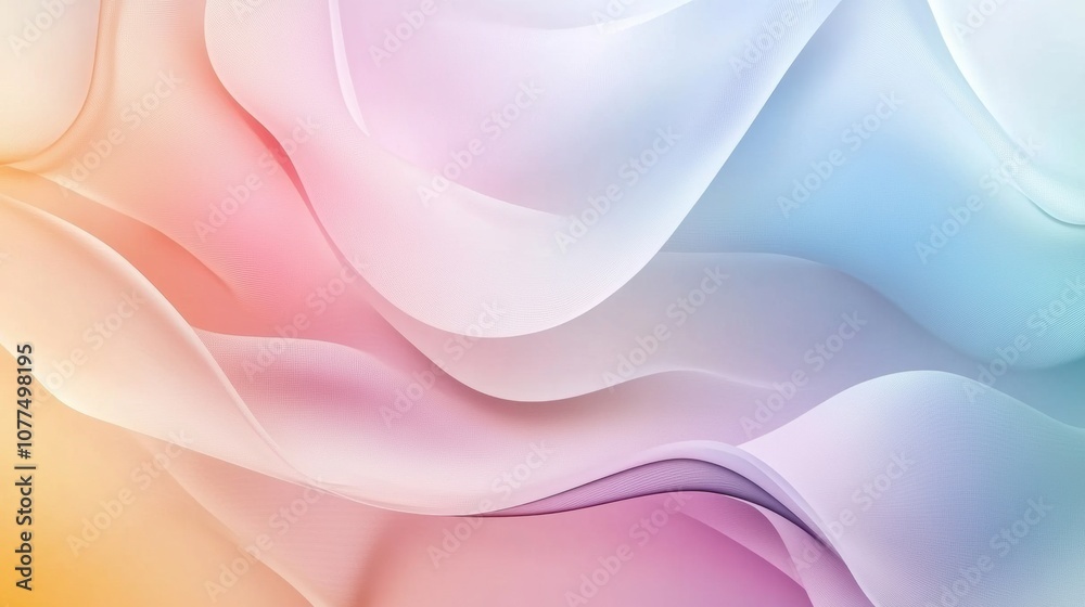Poster soft pastel colors blend together in an abstract display of minimalist shapes, providing a soothing 