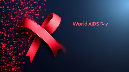 World AIDS Day card featuring a red ribbon symbolizing awareness and support for those affected by HIV AIDS