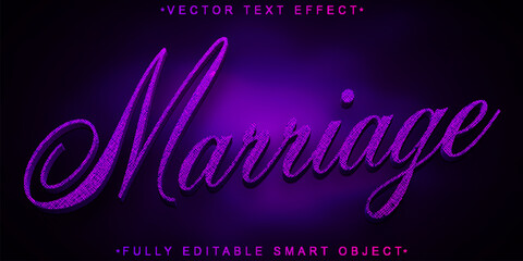 Purple Marriage Vector Fully Editable Smart Object Text Effect