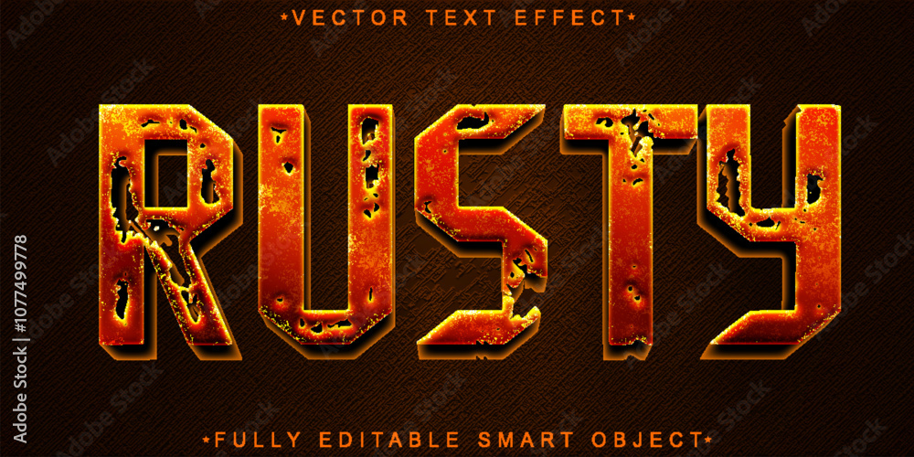 Poster worn rusty bronze vector fully editable smart object text effect