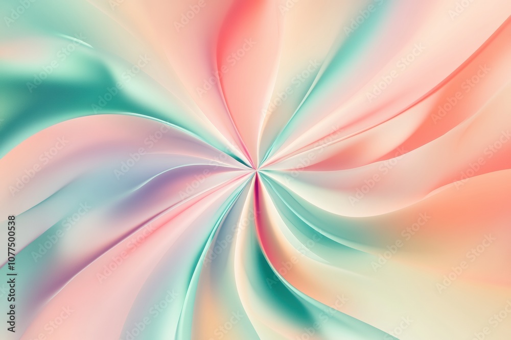 Poster soft, swirling pastel colors intertwine, forming fluid shapes that create an atmosphere of serenity 